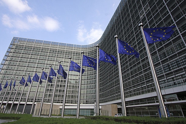 european commission building flags